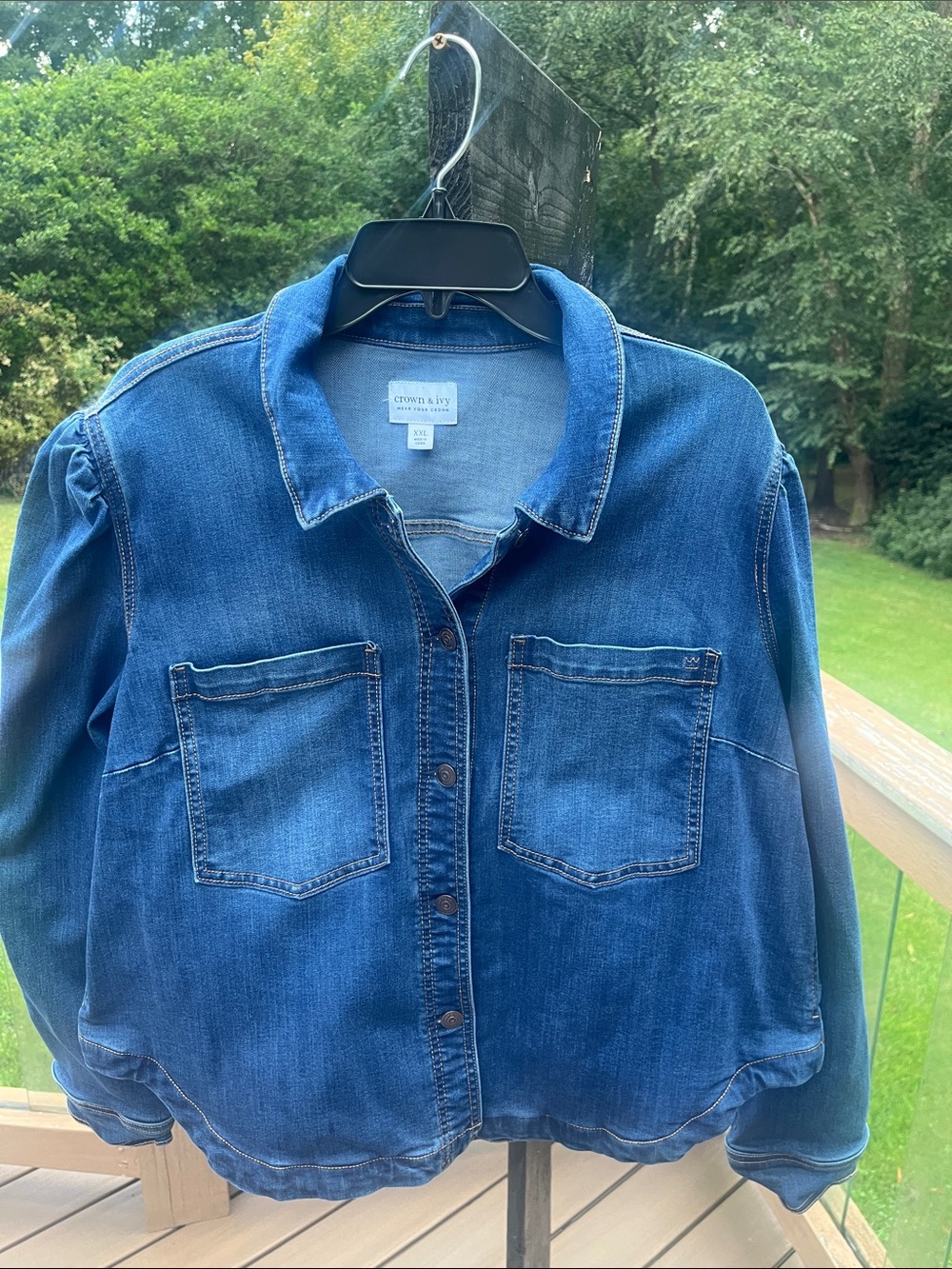 crown & ivy Medium Blue Denim Shirt Jacket